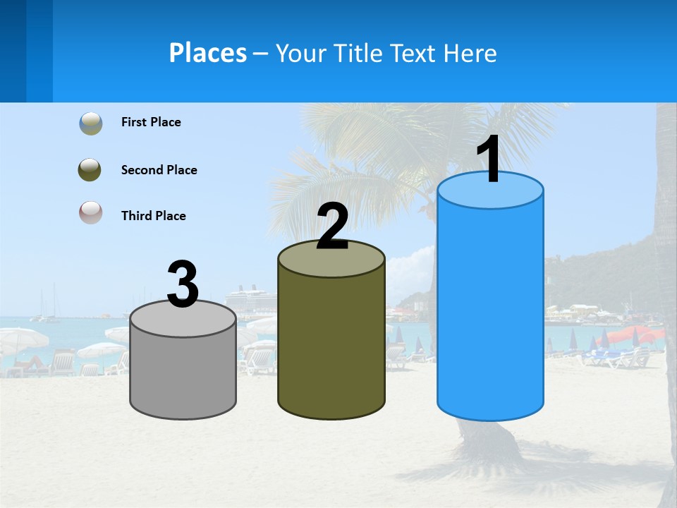 A Palm Tree On A Beach With A Cruise Ship In The Background PowerPoint Template