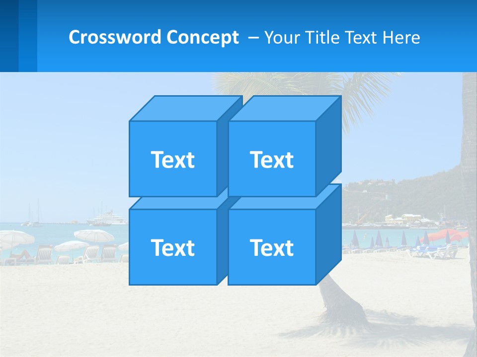 A Palm Tree On A Beach With A Cruise Ship In The Background PowerPoint Template