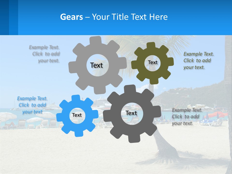 A Palm Tree On A Beach With A Cruise Ship In The Background PowerPoint Template