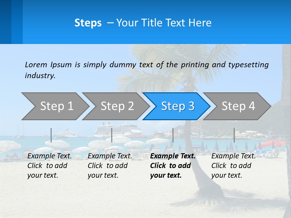 A Palm Tree On A Beach With A Cruise Ship In The Background PowerPoint Template