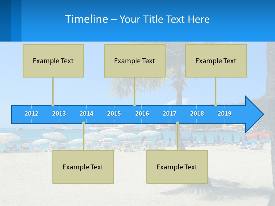 A Palm Tree On A Beach With A Cruise Ship In The Background PowerPoint Template