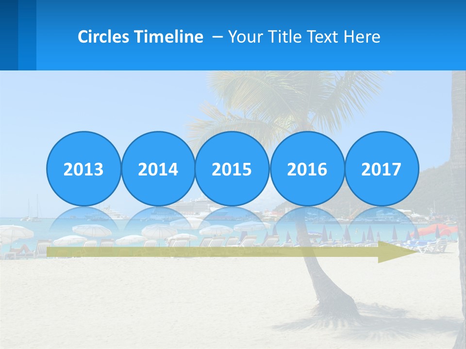 A Palm Tree On A Beach With A Cruise Ship In The Background PowerPoint Template