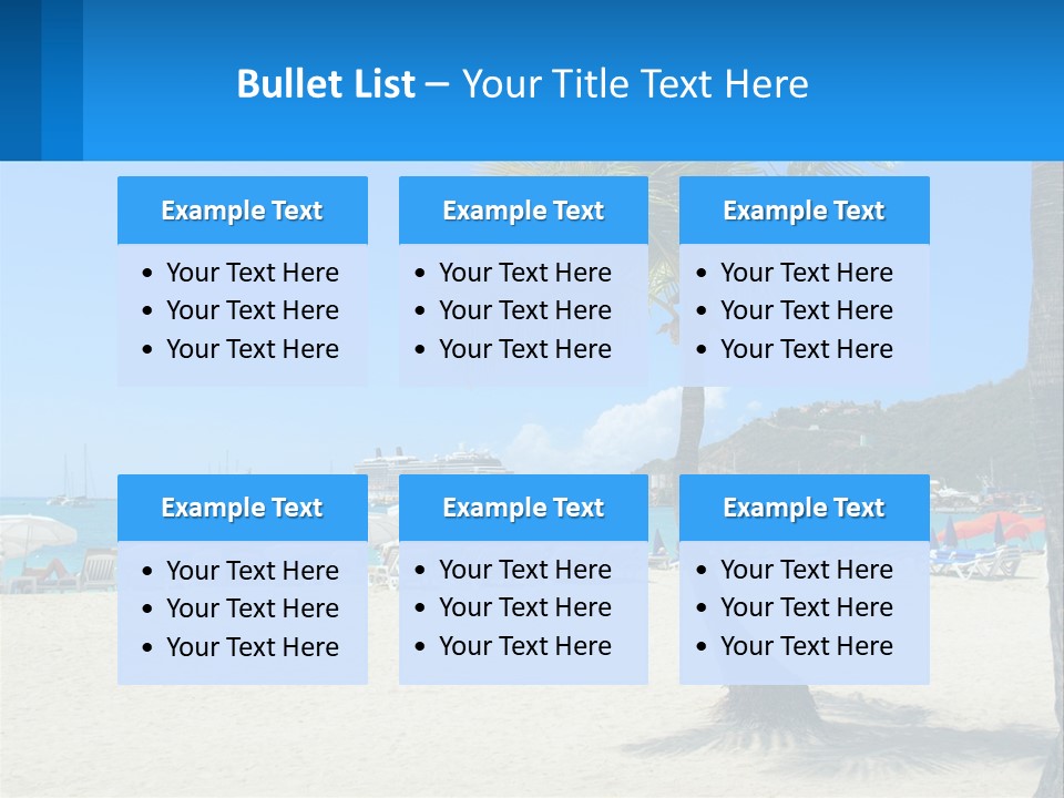 A Palm Tree On A Beach With A Cruise Ship In The Background PowerPoint Template