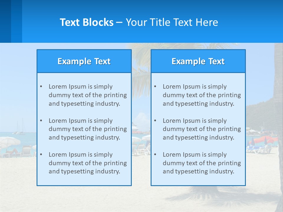 A Palm Tree On A Beach With A Cruise Ship In The Background PowerPoint Template