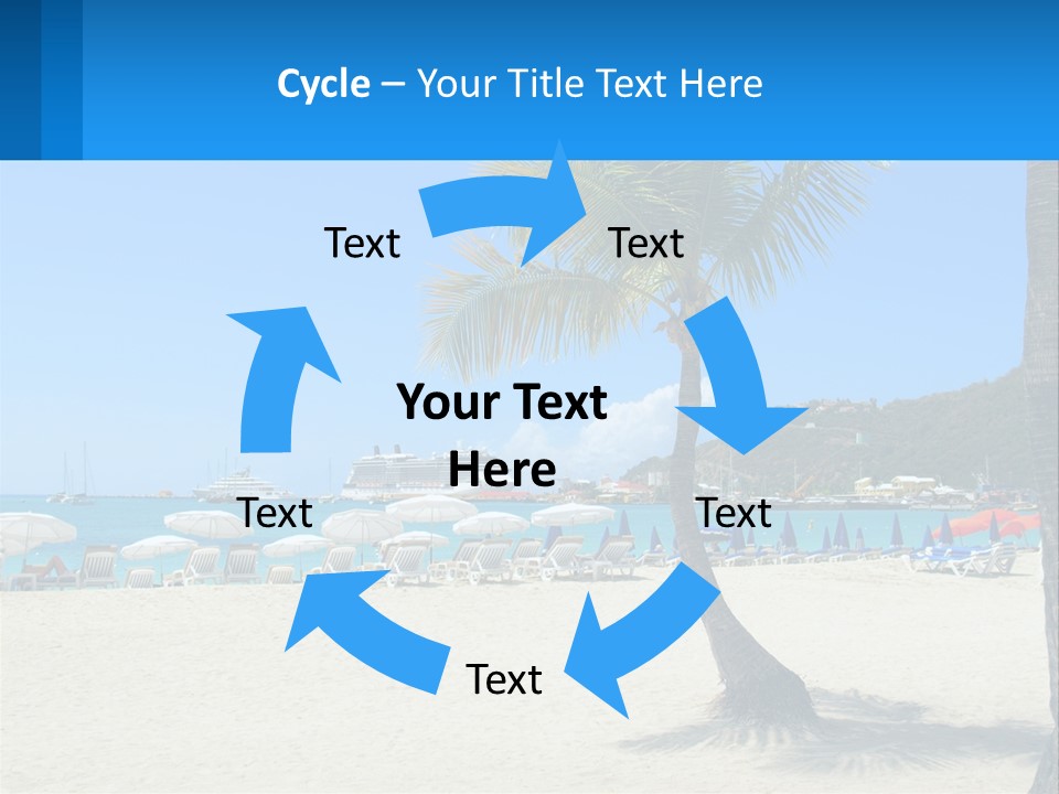 A Palm Tree On A Beach With A Cruise Ship In The Background PowerPoint Template