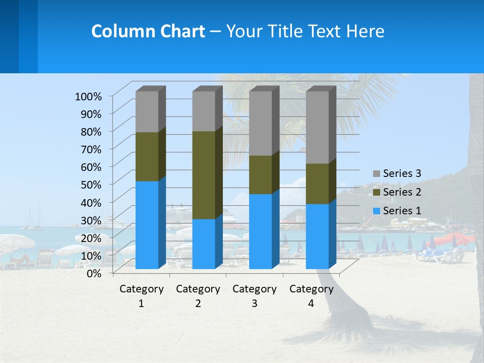 A Palm Tree On A Beach With A Cruise Ship In The Background PowerPoint Template