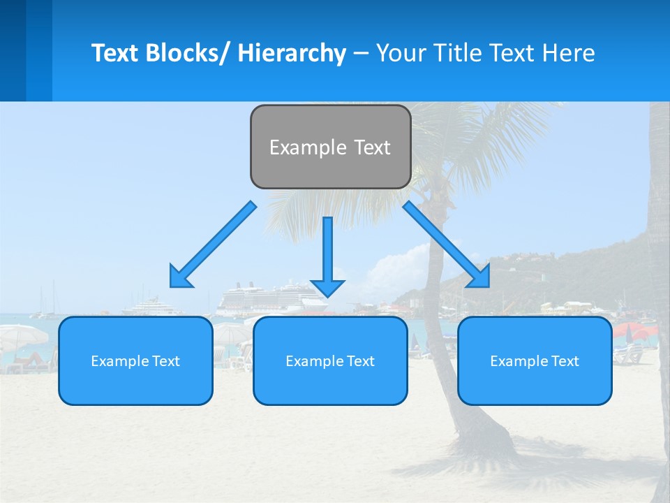 A Palm Tree On A Beach With A Cruise Ship In The Background PowerPoint Template