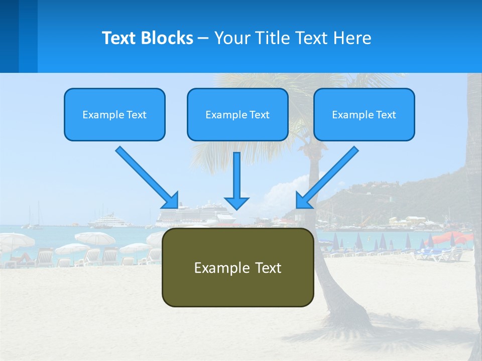 A Palm Tree On A Beach With A Cruise Ship In The Background PowerPoint Template