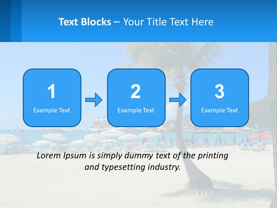 A Palm Tree On A Beach With A Cruise Ship In The Background PowerPoint Template