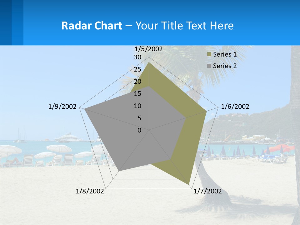 A Palm Tree On A Beach With A Cruise Ship In The Background PowerPoint Template