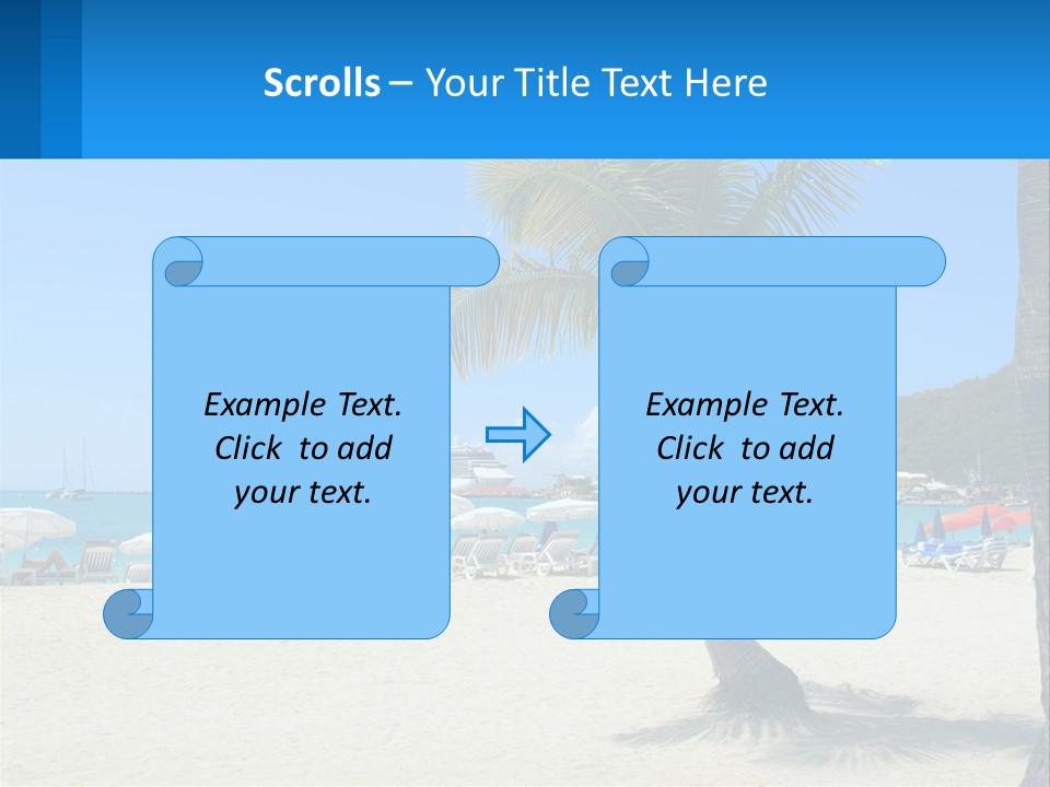 A Palm Tree On A Beach With A Cruise Ship In The Background PowerPoint Template