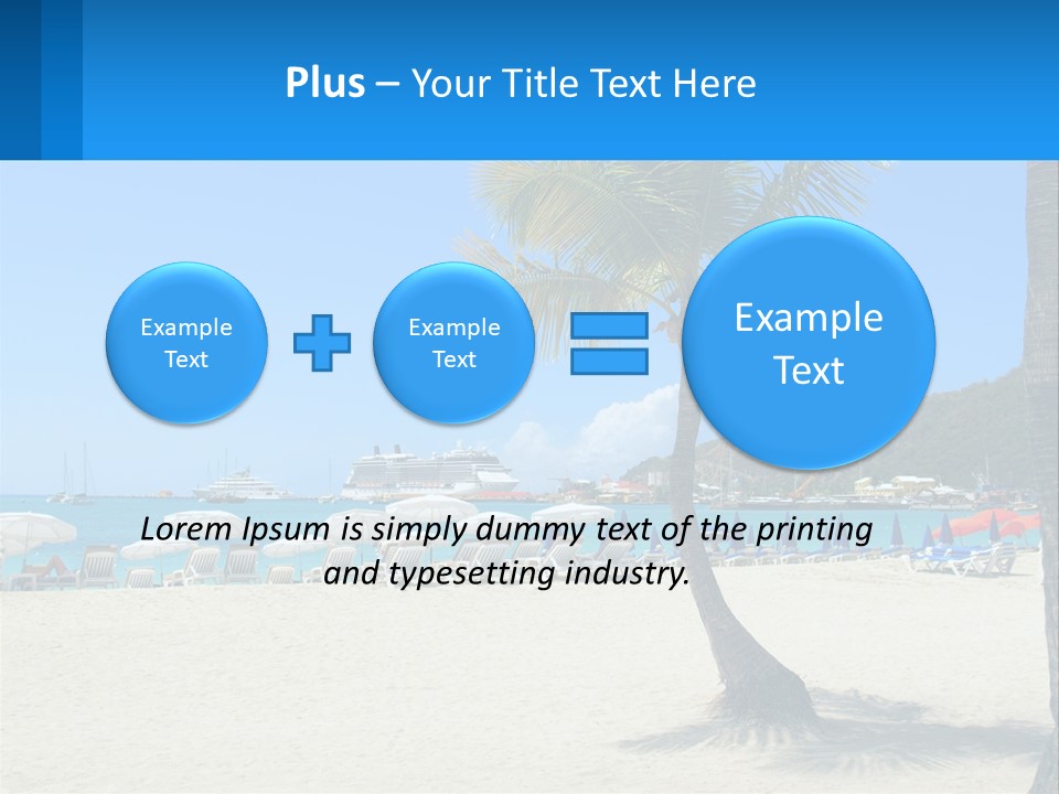 A Palm Tree On A Beach With A Cruise Ship In The Background PowerPoint Template