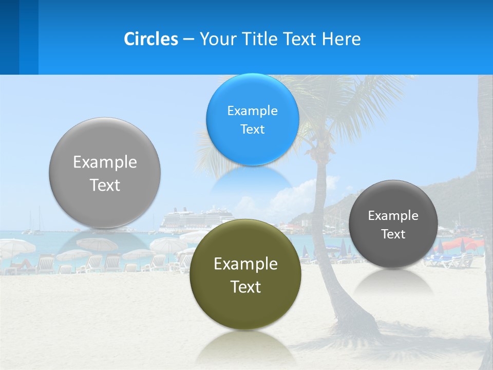 A Palm Tree On A Beach With A Cruise Ship In The Background PowerPoint Template