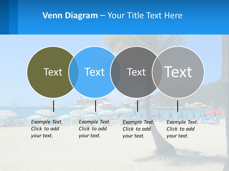 A Palm Tree On A Beach With A Cruise Ship In The Background PowerPoint Template