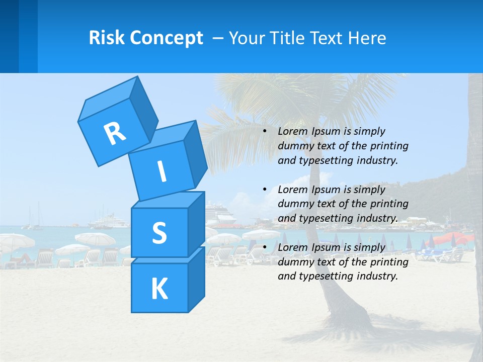 A Palm Tree On A Beach With A Cruise Ship In The Background PowerPoint Template