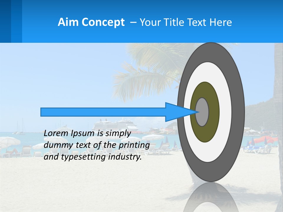 A Palm Tree On A Beach With A Cruise Ship In The Background PowerPoint Template