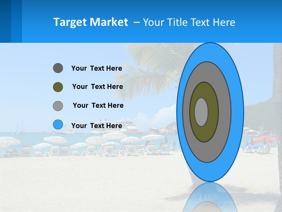 A Palm Tree On A Beach With A Cruise Ship In The Background PowerPoint Template