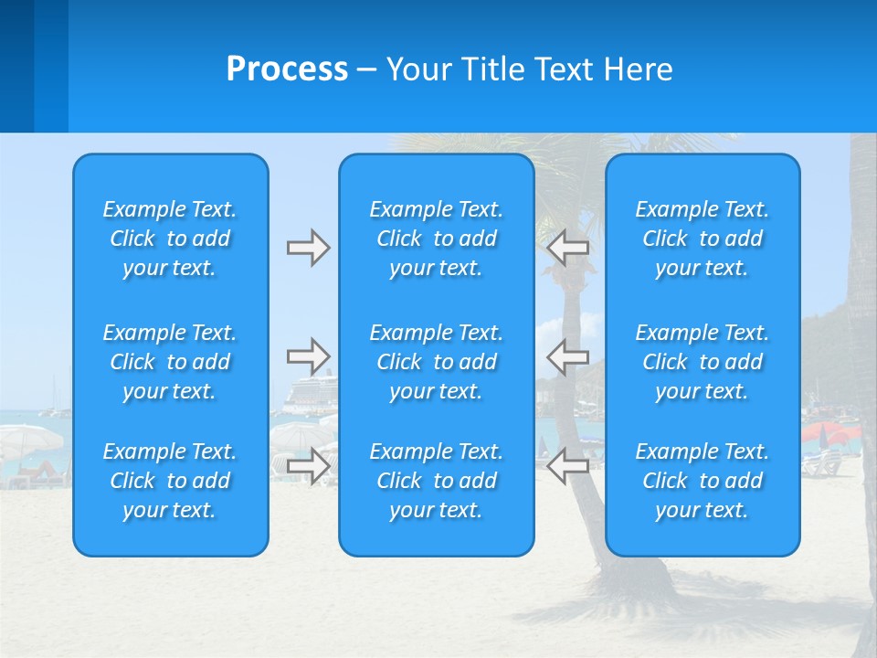 A Palm Tree On A Beach With A Cruise Ship In The Background PowerPoint Template