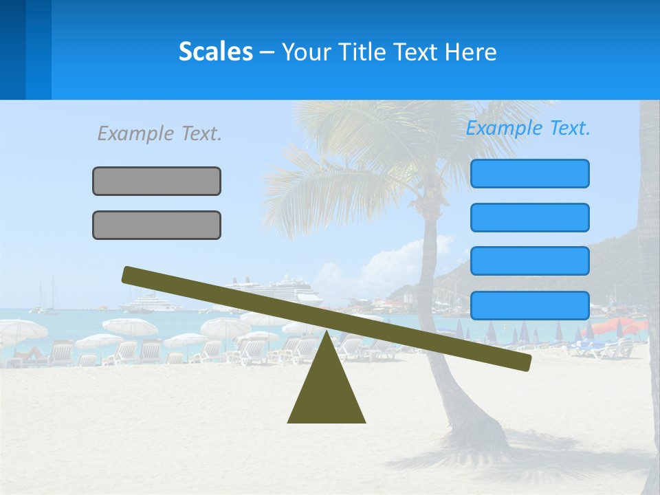 A Palm Tree On A Beach With A Cruise Ship In The Background PowerPoint Template