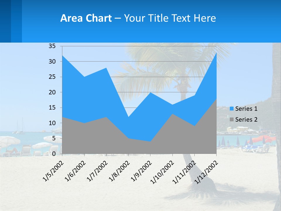 A Palm Tree On A Beach With A Cruise Ship In The Background PowerPoint Template