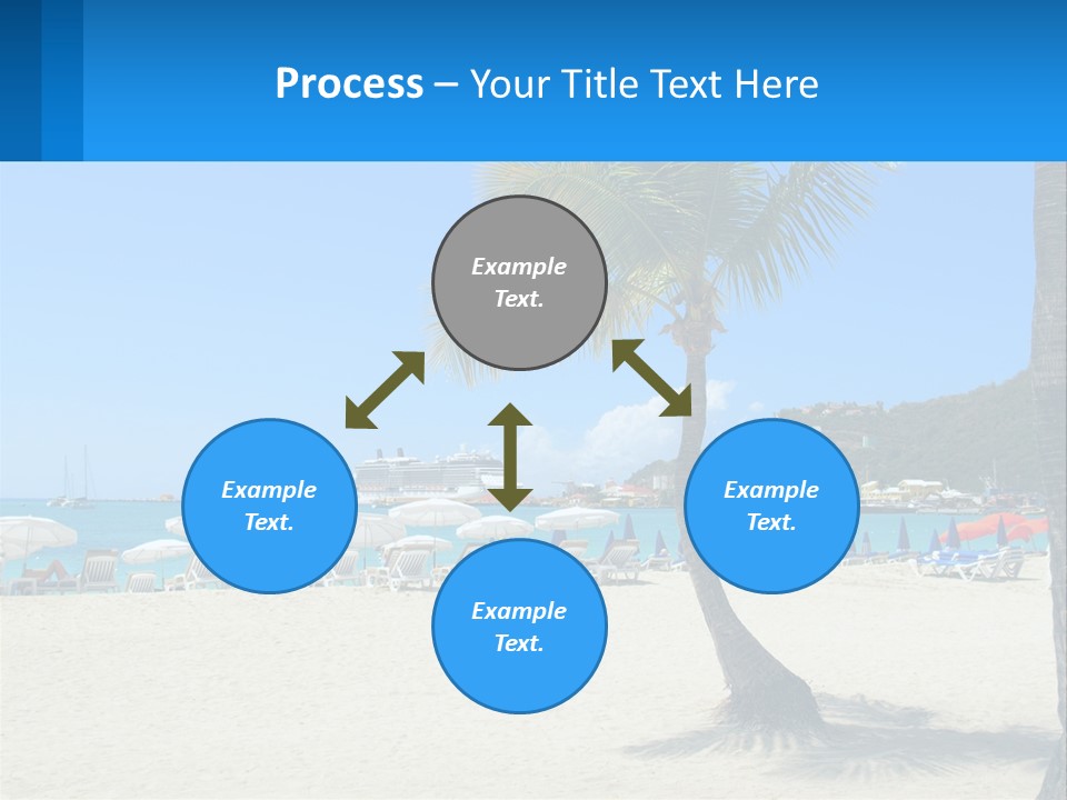 A Palm Tree On A Beach With A Cruise Ship In The Background PowerPoint Template