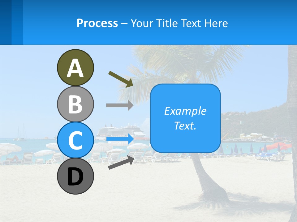 A Palm Tree On A Beach With A Cruise Ship In The Background PowerPoint Template