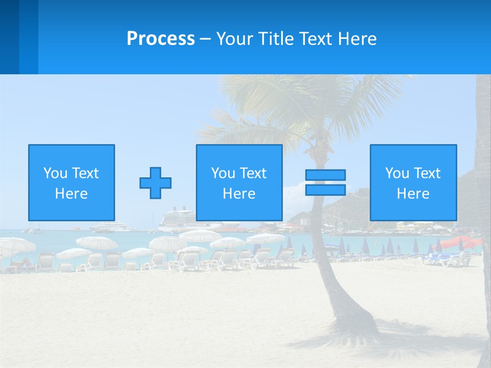 A Palm Tree On A Beach With A Cruise Ship In The Background PowerPoint Template