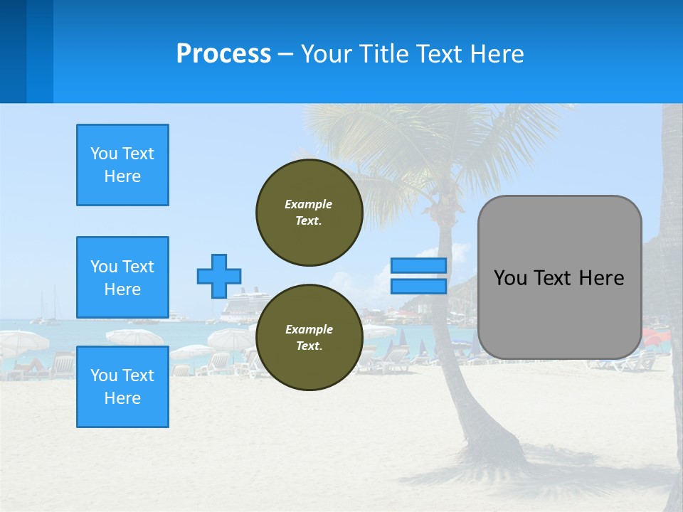 A Palm Tree On A Beach With A Cruise Ship In The Background PowerPoint Template