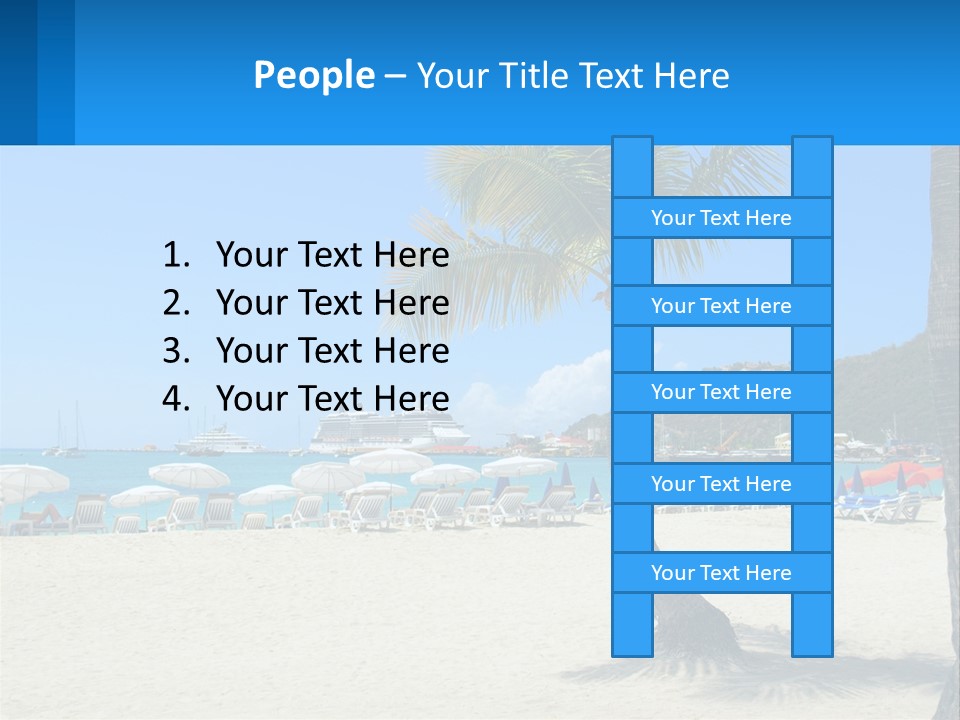 A Palm Tree On A Beach With A Cruise Ship In The Background PowerPoint Template