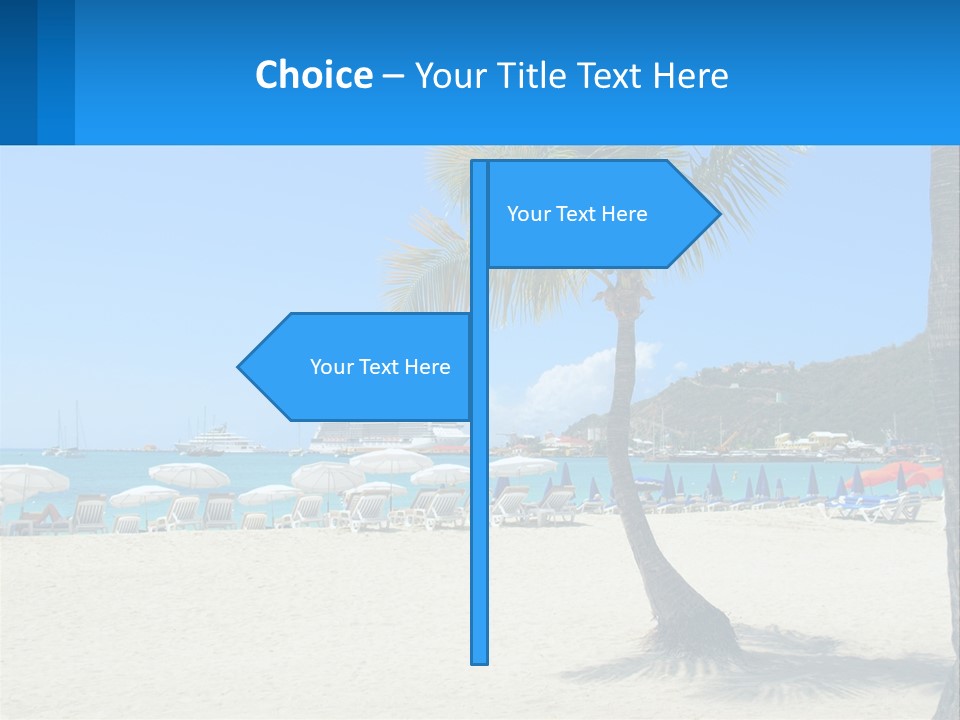 A Palm Tree On A Beach With A Cruise Ship In The Background PowerPoint Template