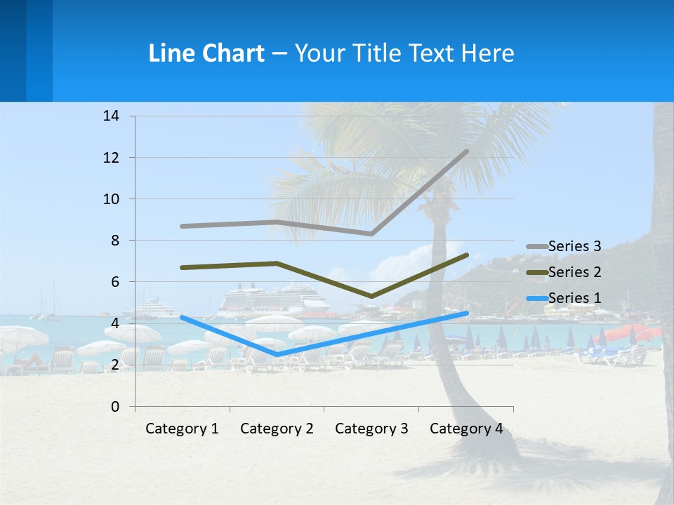 A Palm Tree On A Beach With A Cruise Ship In The Background PowerPoint Template