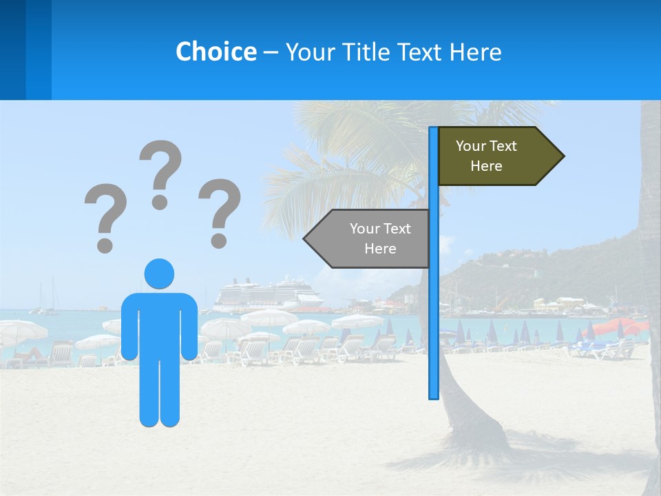 A Palm Tree On A Beach With A Cruise Ship In The Background PowerPoint Template