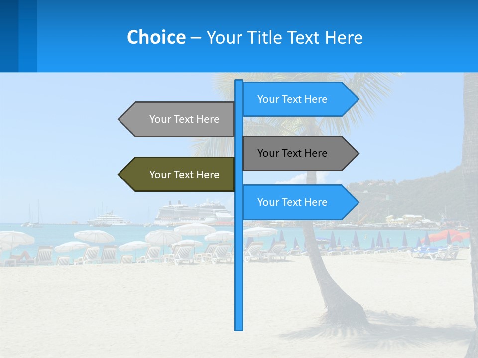 A Palm Tree On A Beach With A Cruise Ship In The Background PowerPoint Template