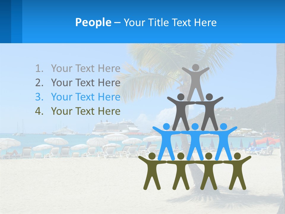 A Palm Tree On A Beach With A Cruise Ship In The Background PowerPoint Template