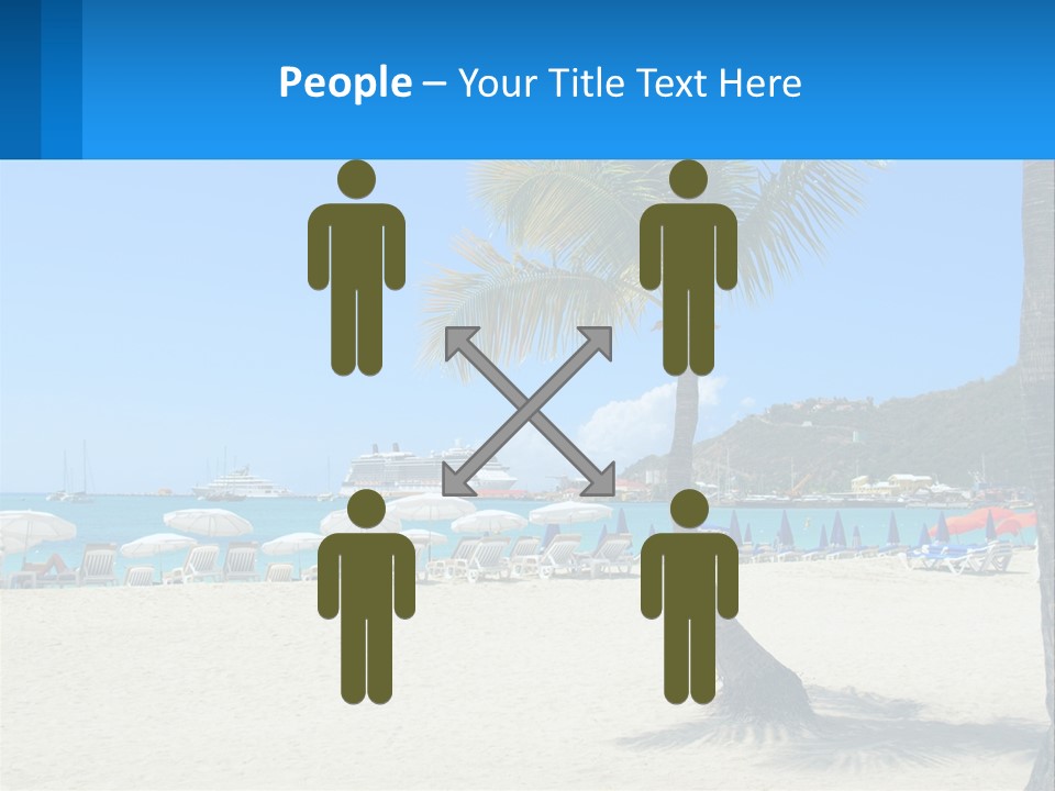 A Palm Tree On A Beach With A Cruise Ship In The Background PowerPoint Template