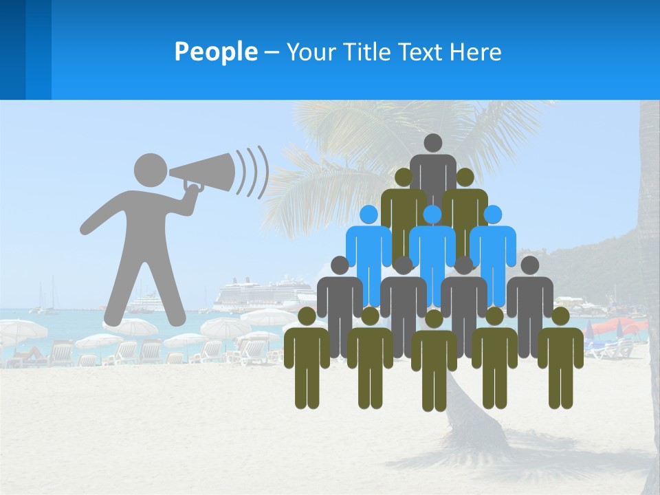 A Palm Tree On A Beach With A Cruise Ship In The Background PowerPoint Template