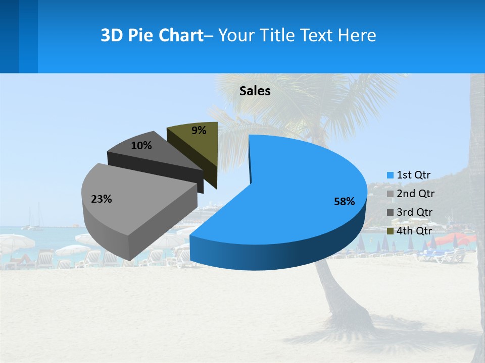 A Palm Tree On A Beach With A Cruise Ship In The Background PowerPoint Template