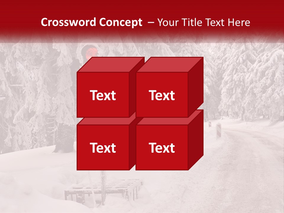 A Stop Light On A Snowy Road With Trees In The Background PowerPoint Template