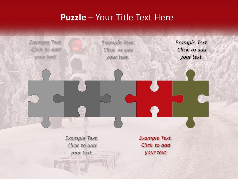 A Stop Light On A Snowy Road With Trees In The Background PowerPoint Template