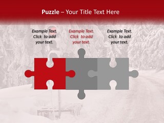 A Stop Light On A Snowy Road With Trees In The Background PowerPoint Template