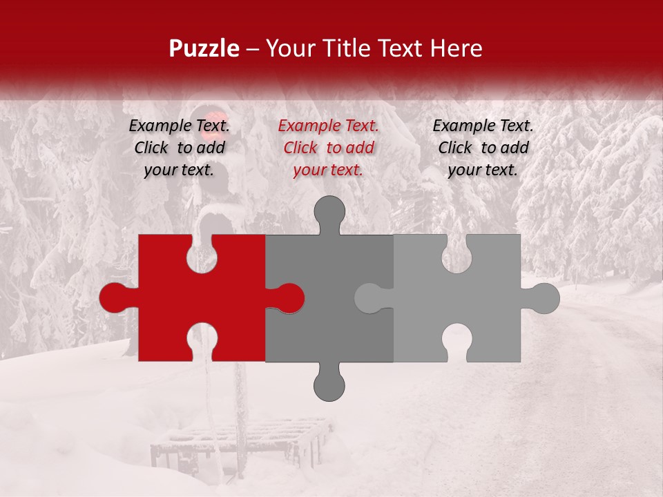 A Stop Light On A Snowy Road With Trees In The Background PowerPoint Template