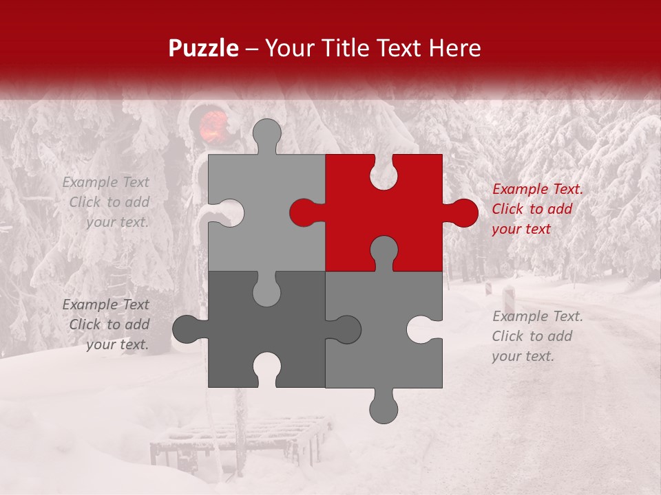 A Stop Light On A Snowy Road With Trees In The Background PowerPoint Template