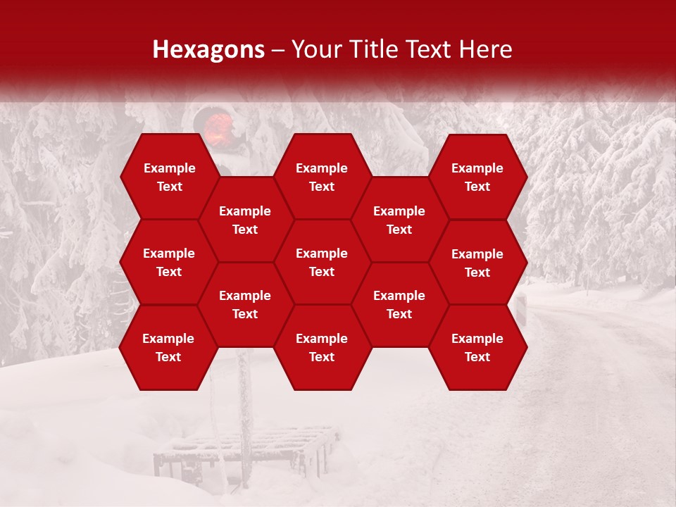 A Stop Light On A Snowy Road With Trees In The Background PowerPoint Template