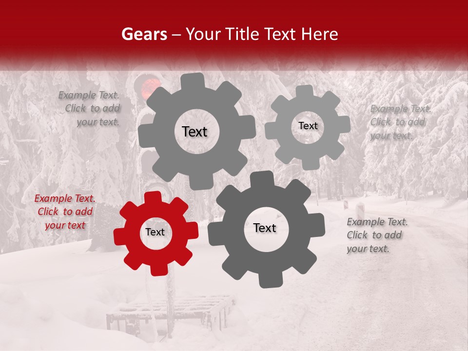 A Stop Light On A Snowy Road With Trees In The Background PowerPoint Template