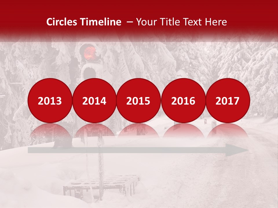 A Stop Light On A Snowy Road With Trees In The Background PowerPoint Template