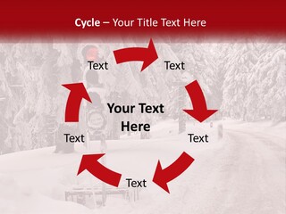 A Stop Light On A Snowy Road With Trees In The Background PowerPoint Template