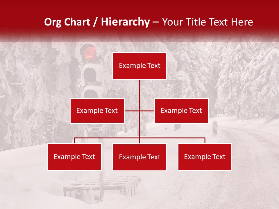 A Stop Light On A Snowy Road With Trees In The Background PowerPoint Template