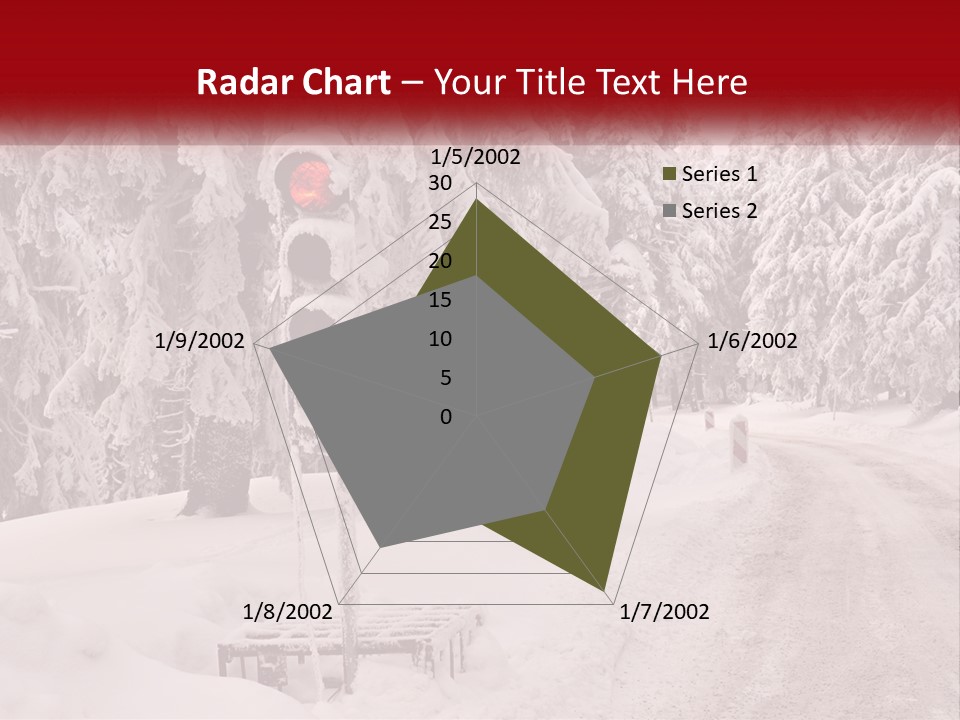 A Stop Light On A Snowy Road With Trees In The Background PowerPoint Template