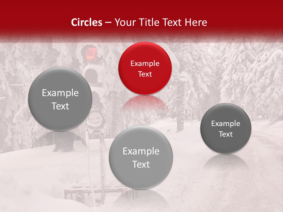 A Stop Light On A Snowy Road With Trees In The Background PowerPoint Template