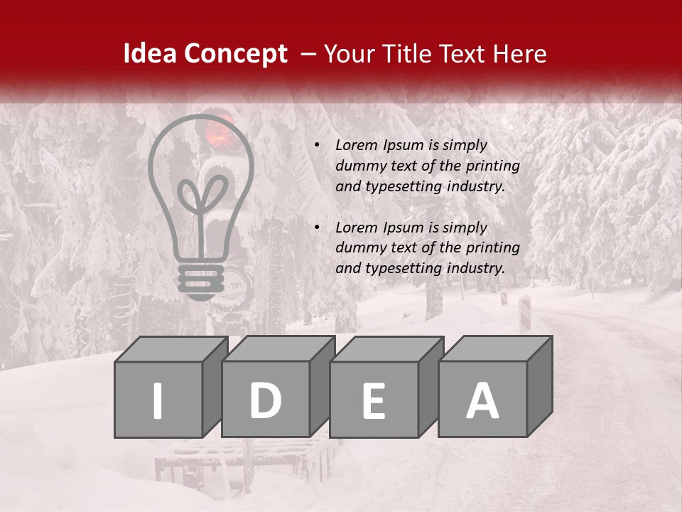 A Stop Light On A Snowy Road With Trees In The Background PowerPoint Template